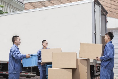 Packed moving boxes and furniture for a Marylebone flat or townhouse relocation