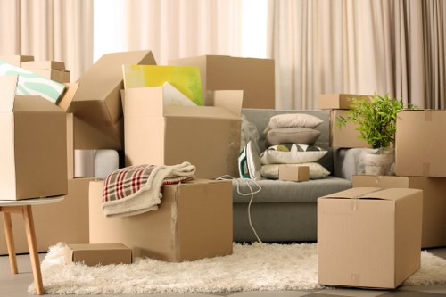 Packed boxes and furniture ready for a local Marylebone move