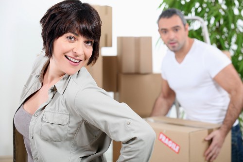 Moving team assisting with student removals in Marylebone on a city street